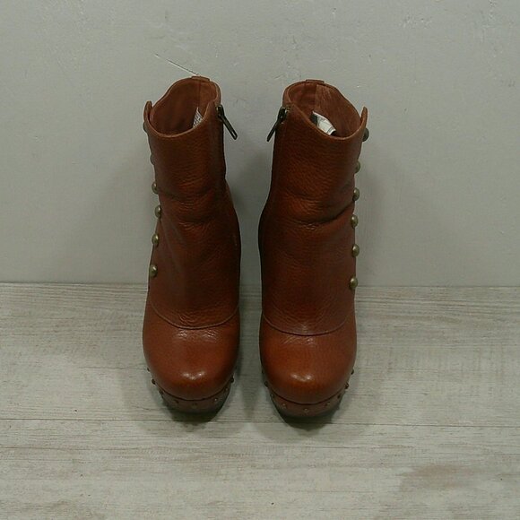 UGG Australia Cognac Leather Platform Studded Heeled Ankle Boot Size 6 | UK 4.5 - Picture 5 of 14